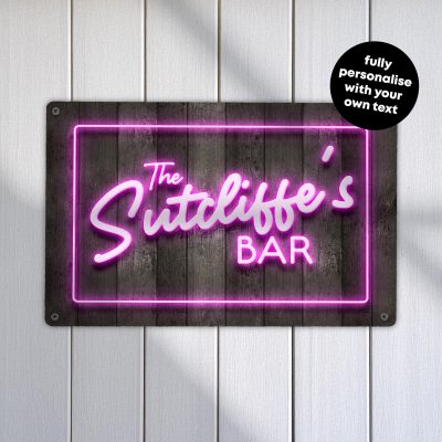Personalised Neon Effect Bar Sign: Custom Cocktail Art for Home Bar