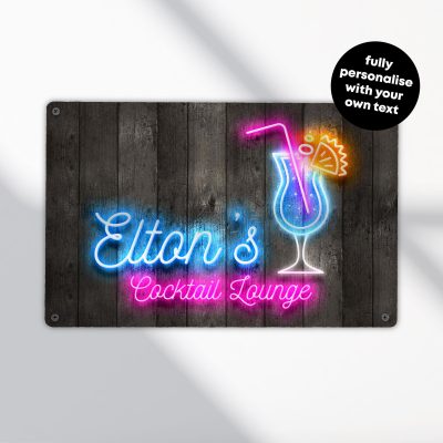 Personalised Prosecco Cocktail Bar Sign Neon Style Outdoor Decor for Her Friend Gift