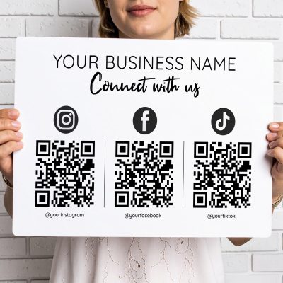Personalised QR Code Sign Business Display Custom Review Payment Social Media Plaque
