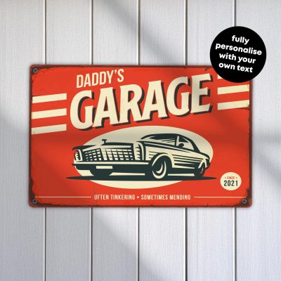 Personalised Garage Sign Custom Metal Wall Art Vintage Car Workshop Plaque Mancave Decoration