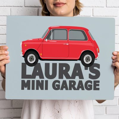 Classic Mini Cooper Sign Personalised Metal Garage Decor Car Enthusiast Christmas Gift