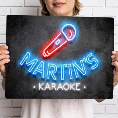 Personalised Karaoke Sign Neon Effect for Home Bar Singer Christmas Gift Her Him