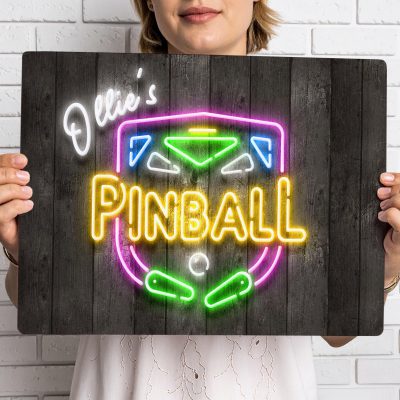 Personalised Pinball Wizard Sign Neon Effect for Arcade Christmas Gift for Him