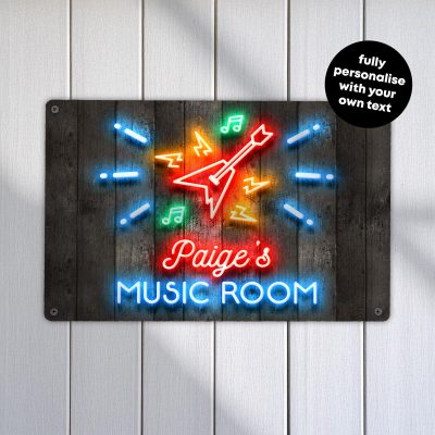 Personalised Guitar Sign Neon Effect for Music Room Guitarist Christmas Gift Idea
