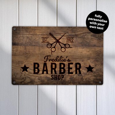 Personalised Barber Shop Metal Sign Rustic Retro Wall Art Custom Hairdresser Salon Decoration
