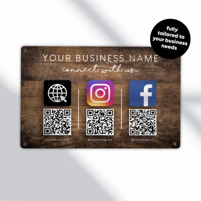 Personalised QR Code Review Sign Custom Business Wall Display Shop Plaque