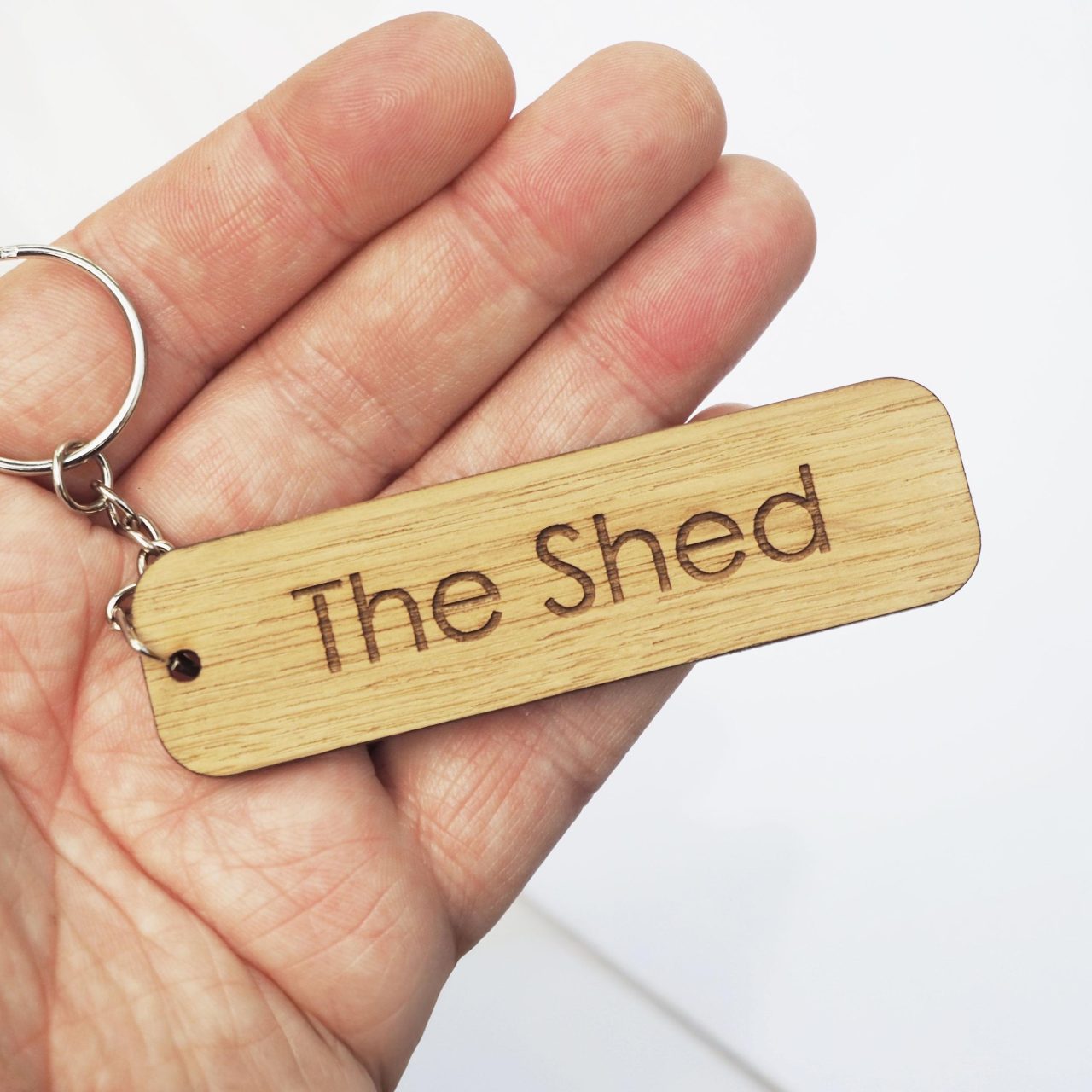 Personalised Wooden Keyring: Custom Engraved Oak Name Tag | Wyre Made