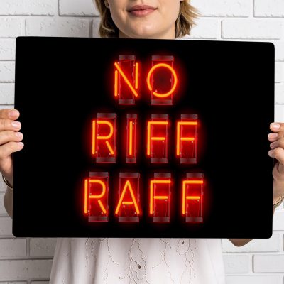 No Riff Raff Metal Sign Retro Neon Style Wall Art Funny Bar Pub Mancave Home Decoration