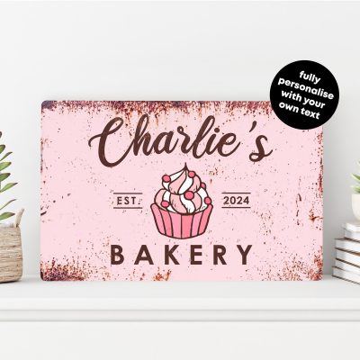 Personalised Bakery Metal Sign Custom Cake Shop Wall Art Pastry Kitchen Decoration Business Display