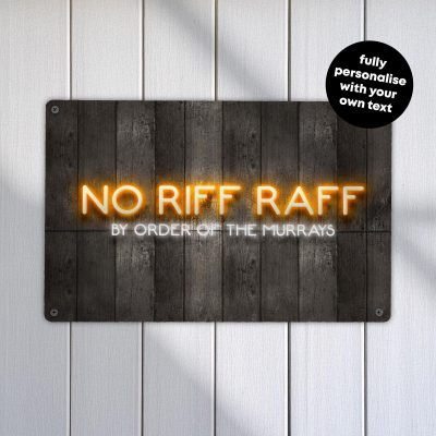 Personalised No Riff Raff Metal Sign Funny Neon Style Wall Art Custom Home Bar Decoration