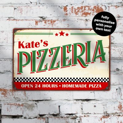 Rustic Wood Fired Pizza Sign Personalised Family Kitchen Decor for Outdoor Bar