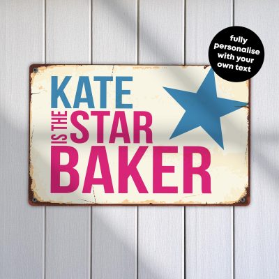 Personalised Star Baker Sign Kitchen Decor Gift for Mum Christmas Baking Lover