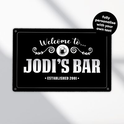 Personalised Cocktail Bar Sign Custom Metal Wall Art Home Bar Drinks Lounge Decoration