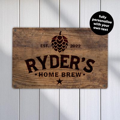 Personalised Home Brew Sign Custom Metal Bar Wall Art Garden Pub Drinks Decoration Plaque