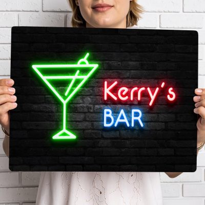 Personalised Neon Effect Bar Sign: Custom Cocktail Wall Art