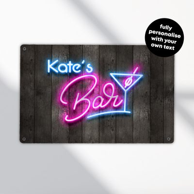 Personalised Garden Bar Sign Neon Effect Decor for Pub Shed Birthday Gift