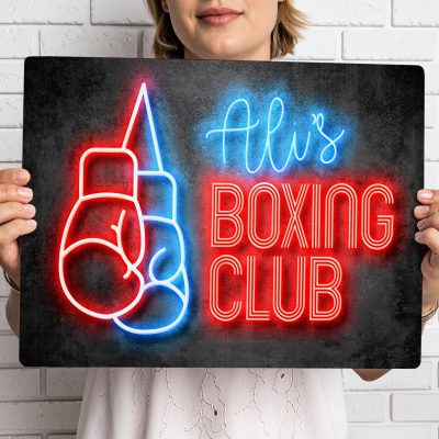 Personalised Boxing Club Sign Neon Style Wall Art Custom Gym Decoration Training Room Design