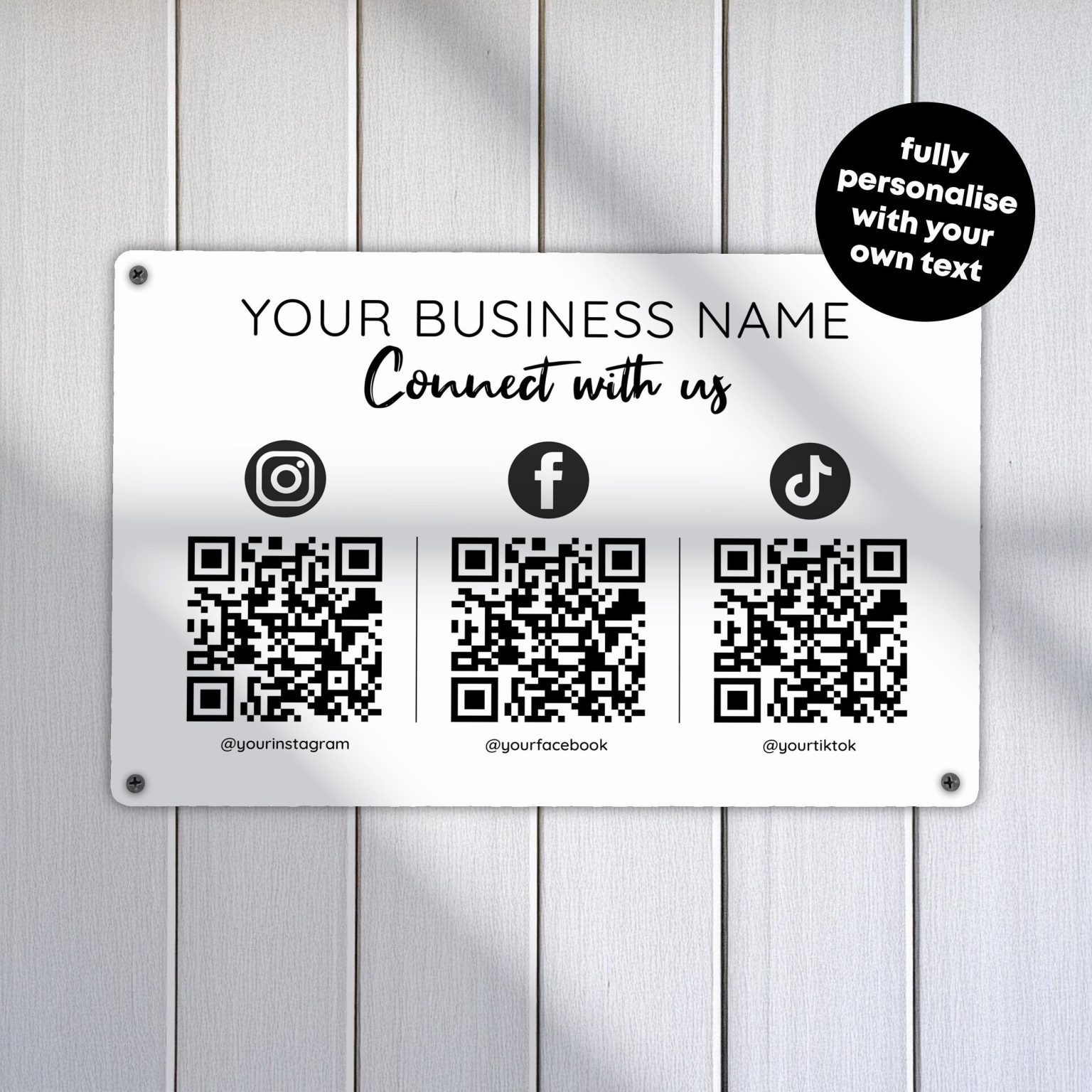 Personalised QR Code Sign Business Display Custom Review Payment Social ...
