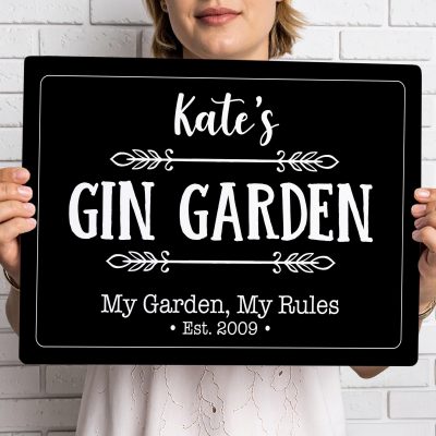 Personalised Gin Garden Sign Custom Outdoor Cocktail Bar Wall Art Drinks Decoration Plaque