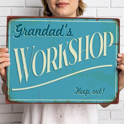Personalised Grandads Workshop Sign Custom Metal Garage Wall Art Rustic Tool Shed Decoration