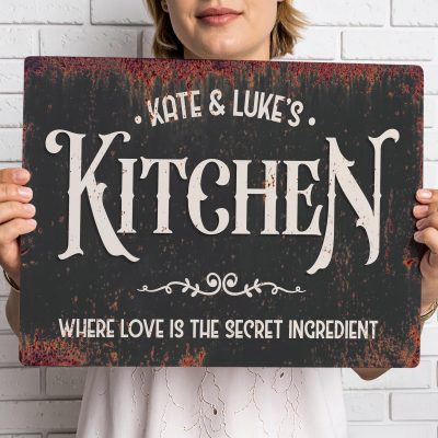 Personalised Country Kitchen Sign for New Home Rustic Farmhouse Housewarming Gift