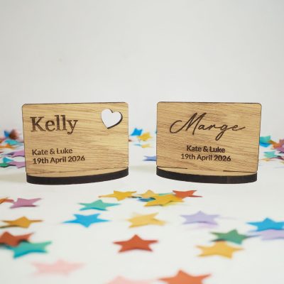Custom Engraved Wooden Wedding Place Names Table Setting Decor