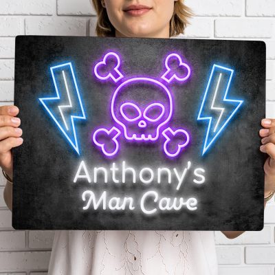 Personalised Home Bar Sign Man Cave Decor Neon Style Metal Plaque Birthday Gift