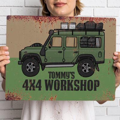 Land Rover 4×4 Off Road Sign Personalised Metal Garage Decor Man Cave Gift