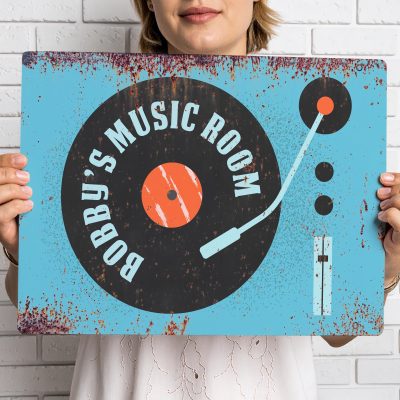 Personalised Home Studio Sign Custom Music Room Wall Art High Gloss Aluminium Recording Decoration