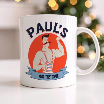 Personalised Retro Gym Mug – Vintage Workout Coffee Mug Gift Set