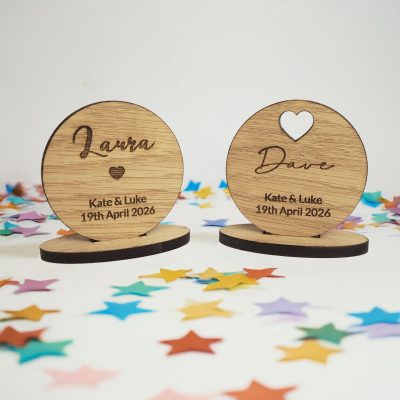 Personalised Wedding Name Tags Engraved Place Card Favours Guest Keepsake