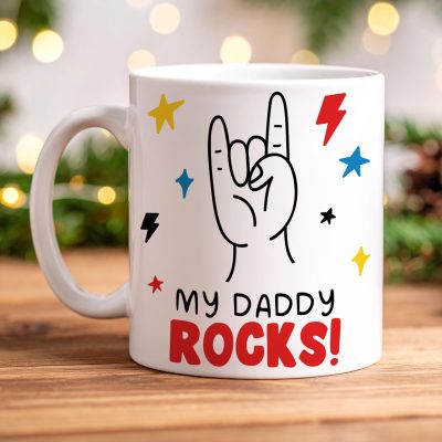 My Daddy Rocks Mug Funny Coffee Cup Fathers Day Gift Idea Dad Birthday Present
