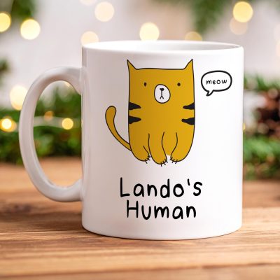 Personalised Cat Mug Custom Pet Name Human Funny Gift Idea Coffee Cup for Cat Lovers