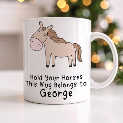 Personalised Horse Mug Funny Cartoon Coffee Cup Custom Animal Lover Novelty Design