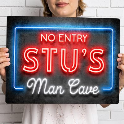 Personalised Video Games Room Sign Man Cave Decor Neon Style Metal Plaque Gift