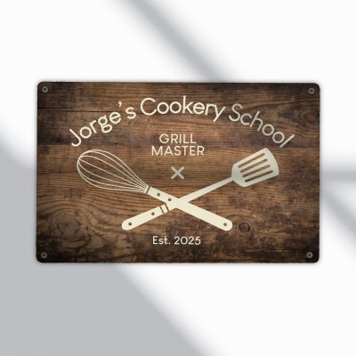 Personalised Cooking School Metal Sign Custom Kitchen Wall Art Chef Training Room Decoration