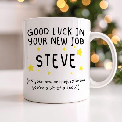 Good Luck New Job Mug Personalised Funny Gift for Friend Colleague Her Him